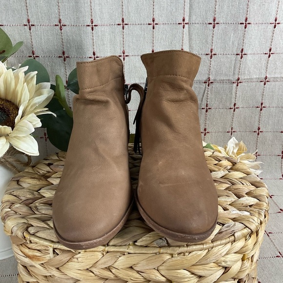 Sam Edelman “Packer” Ankle Boots Tan Leather Double Zip Bootie Sz 6.5 PreLoved - Picture 2 of 8